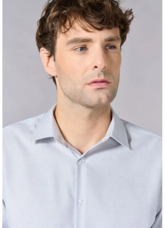 jerem Chemise texturée à motif fantaisie en coton – Sans repassage – Comfort fit- Chemises Sans Repassage