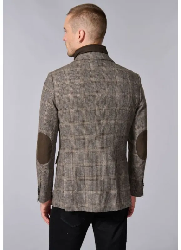 jerem Veste souple en prince de Galles à plastron amovible en suédine- Vestes & Blazers